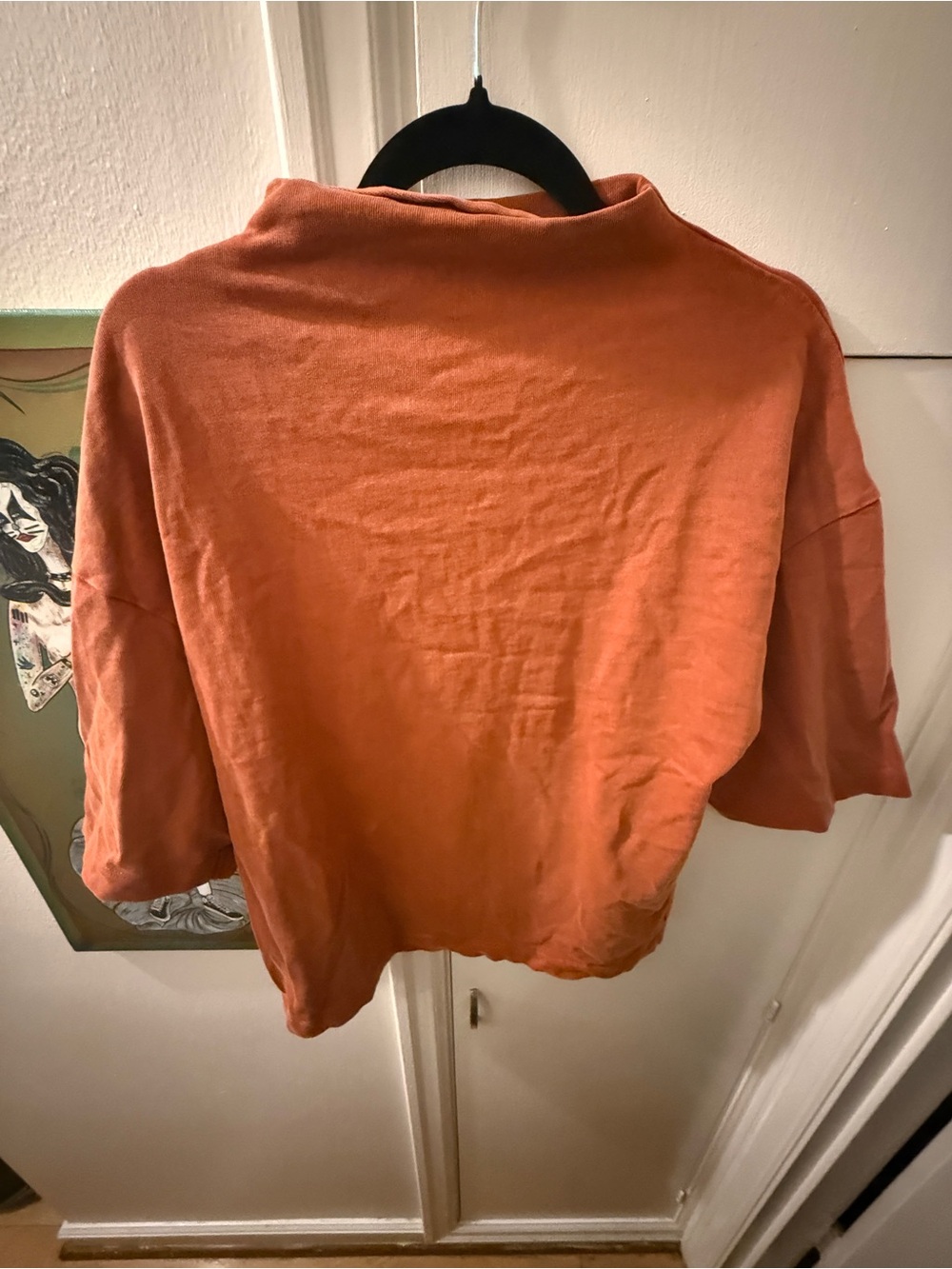 Zara burnt orange short sleeve turtleneck top